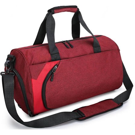Gym Duffel Bag med skosrom og vanntette våte lommer, Reise Weekend Holdall Bag Fitness Håndveske for Sport Reise Trening, Rød