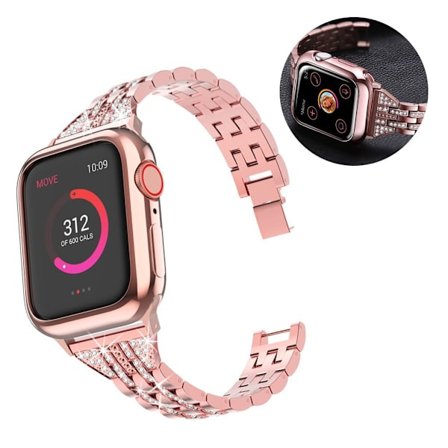 Apple Watch Series 5 44mm hållbar rhombus klockarmband - Rose