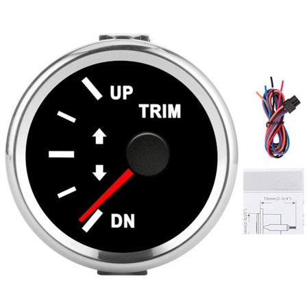 Båd Trim Balance Måler IP67 Vandtæt Rød Baggrundsbelysning 52mm Sort Skive Sølv Dækning Skib Yacht Marine