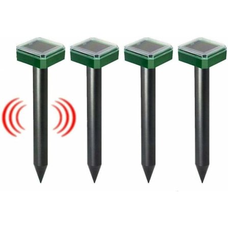 4-pak Solcelledrevet Muldvarpe- og Mosegrisafviser, Skadedyrsbeskyttelse, Vandtæt, Solcelledrevet Dyreafviser