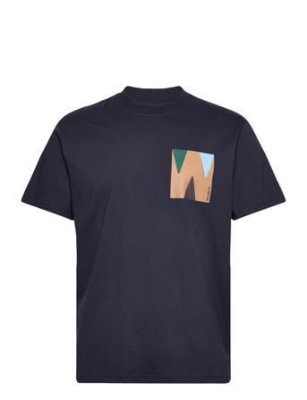 Trope Box Tee T-shirts Short-sleeved Navy Woodbird