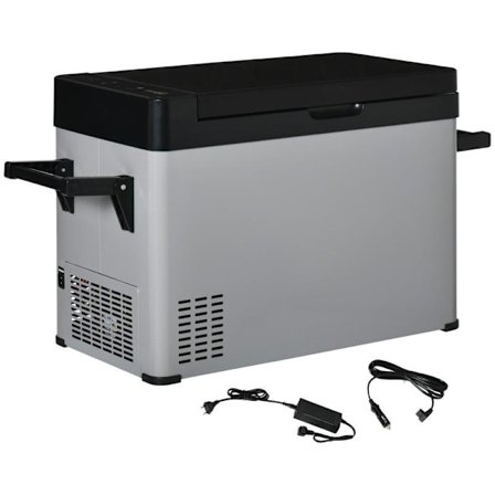 Rootz Bilkøleskab - Bilkøleboks - 50L Køleboks - Rejsekøleskab - Køleskab - Med LCD Display - Grå/Sort - 75L x 36W x 49,5H cm