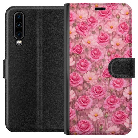 Kompatibel Tegnebogsetui til Huawei P30 Petal Reverie Blush Rose