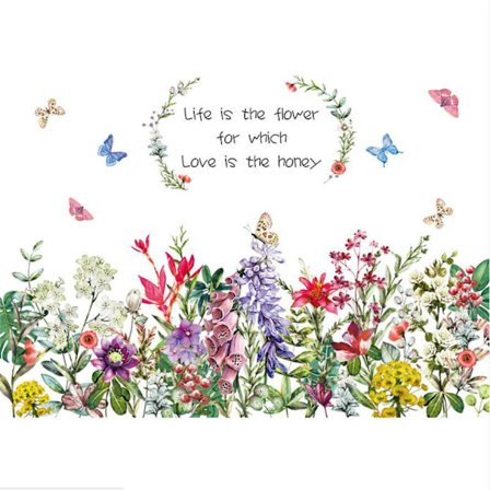 Blomster vægklistermærke aftagelig skræl og klæb vægdekoration til pigers soveværelse stue