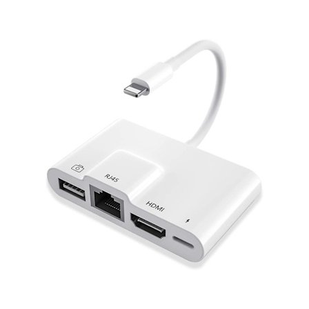 4-i-1 HDMI Lightning-adapter Otg Usb Rj45 Lan Ethernet-adapter Usb-kamera läsare med laddningsport Kompatibel med YEMAESRE
