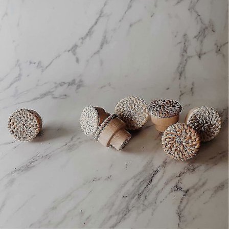 Runda rottingknoppar för byrå med skruvar för möbler i bohemisk stil - Set med 6 delar [YJD]