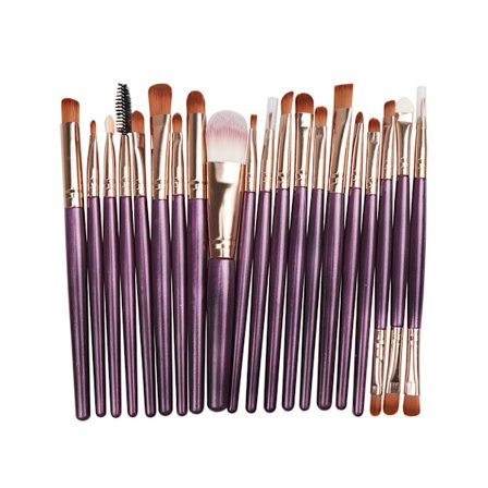20-delad kosmetisk sminkborste set foundation ögonskugga ögonbryn läppborste (lila handtag #3)