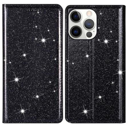 Glitter Plånboksfodral Iphone 14 Pro Svart