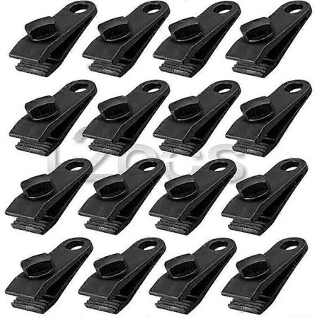 12 stk. presenningsclips, kraftige presenningsclips, øjeblikkelig markiseclips til telte, presenning, campingvogn, haveskygge, sort 12