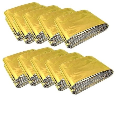 10 st Nödfilt Vikbar Guld 210x160cm Silver + Guld--