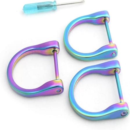 10 stk metall D-ringer Rainbow svingbare kroker 3,0 mm skrutrekkerverktøy