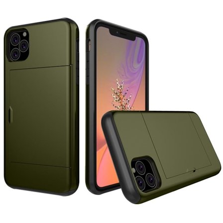 iPhone 11 Pro skal med en korthållare - Militärgrön