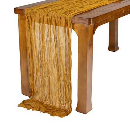 Cheesecloth plisseret bordløber til hjemmet Dekorativ dug til bryllupsfest Bordsmykker