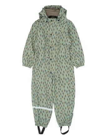 mikk-line Pu Aop Rain Suit With Fleece - Green - 80