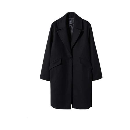 Mango Straight-cut wool Frakke Sort, Dame Uldfrakker