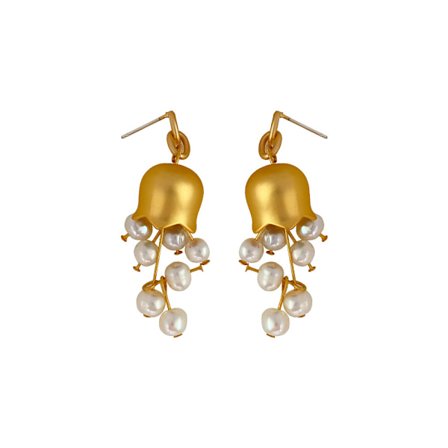 Liljekonvall-øredobber for kvinner, blomsterdråpe-dingle-øredobber