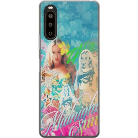 Kompatibelt Mobildeksel til Sony Xperia 10 II Eventyrverden med Steve, Creeper og dyr i fargerik blokkgrafikk