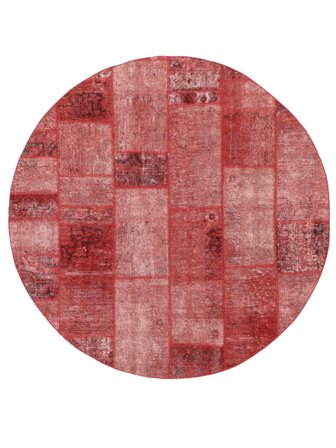 Tapis Patchwork Ø 193 Rond Rouge Foncé/Rouge (Laine, Perse)