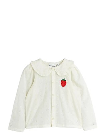 Mini Rodini Strawberry Emb Schiffli Blouse - White - 104/110