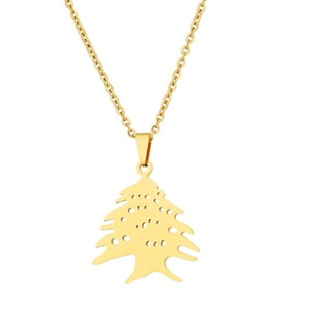Stylish Expression - Stylish Lebanon Map Pendant Necklace in Gold