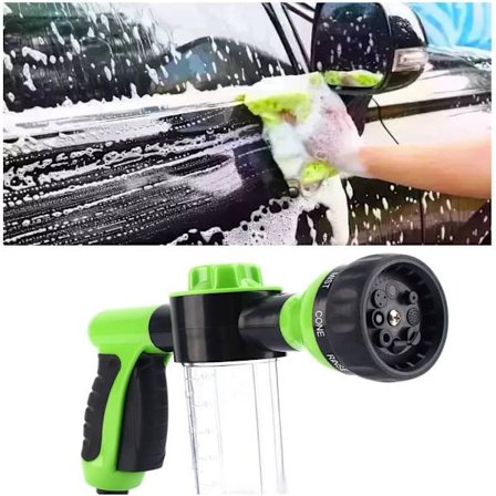 Skummende bilvaskesett Bilvaskpistol Spraydyse for hageslange Justerbar skumkanonpistol Slange Sprayer Dispenser Blaster Vaskpistol 8 vanningsmønster