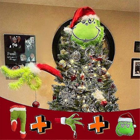 Grinch Juletræspynt Grøn Arm/hoved/ben Pyntsholder Juletræsdekorationer Q GuanGuan Tredelt sæt