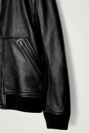 COS Homme Veste Bomber En Cuir in Noir