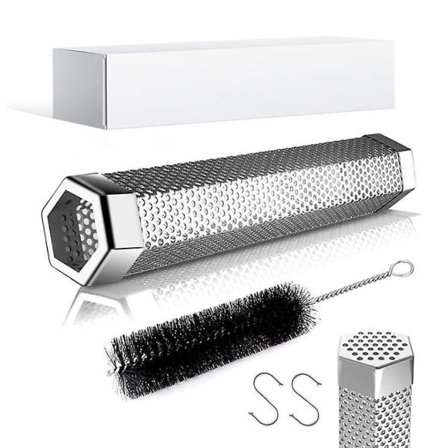 Rökpatron för pellet grill, ost rökpipa, rostfritt stål, kallrökspipa för pellets, fungerar med alla elektriska, gas- och kolgrillar