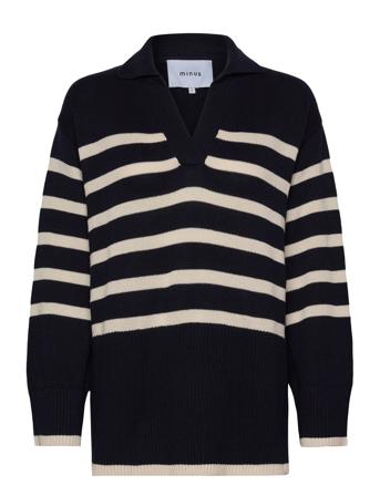 Leonie Collar Knit Pullover Navy Minus