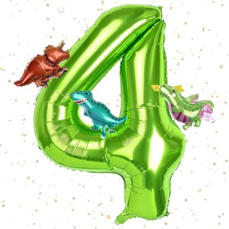 40 tommer grønn tallballong, nummer 4 dinosaurballong, stor folieballong nummer, grønne dinosaurballonger for bursdagsfest, jubileumstema