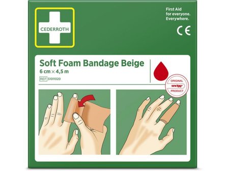 CEDERROTH Plåster Soft Foam beige 6cmx4,5m - Lyreco - Skyddsutrustning - Första Hjälpen - Förband och Refill