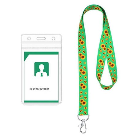 Solsikke lanyard med kortholder Inkluderer bærbare solsikke lanyards Grøn 1