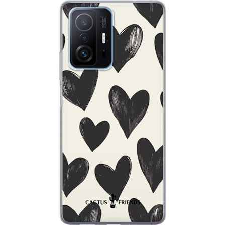 Kompatibel Mobilcover til Xiaomi Xiaomi 11T Pro Cactus and Friends - Bold Black Love Pattern