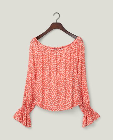 Lexington Off the shoulder-bluse med print, korall