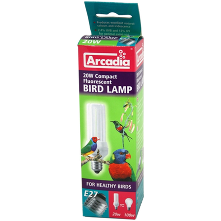 Arcadia - Kompaktlysrør fuglelampe hvit 20 W - Fugl - Fuglelamper - UV-lamper for fugl - ZOO.no