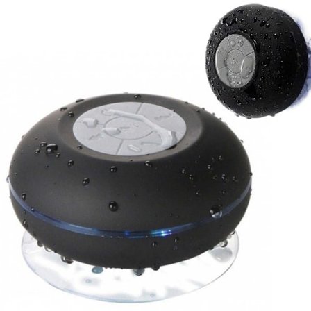 Vattentät Duschhögtalare - Bluetooth Högtalare med Sugkopp Svart