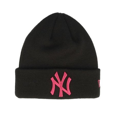 New Era - MLB Svart cuff Beanie - Kids New York Yankees League Essential Beanie Black/Neon Pink Cuff @ Hatstore