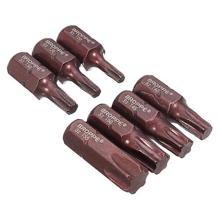7 stk. T20-55 Torx Skrutrekkerbits S2 Stål 10mm Hex for Slagskrutrekker T20/T25/T30/T40/T45/T50/