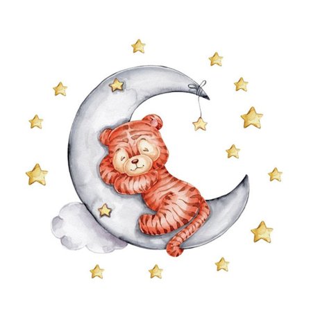 Väggdekor Sleeping Animal on Moon 3 3