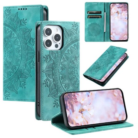 iPhone 16 Pro Max Totem Prägad Magnetisk Läder Skal - Elegant Fodral för iPhone 16 Pro Max