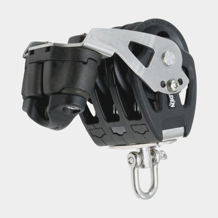 Bloco triplo com manilha Seldén PBB 50, giratório, de deslizamento, com mordedor, para cabos Ø8 - 12 mm