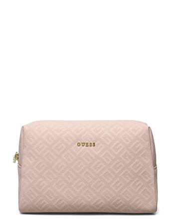 Lorey Top Zip Toilettilaukut Vaaleanpunainen GUESS