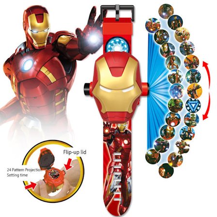 Barneklokke, Spiderman 24 Superheltfigurer Projektor Klokke