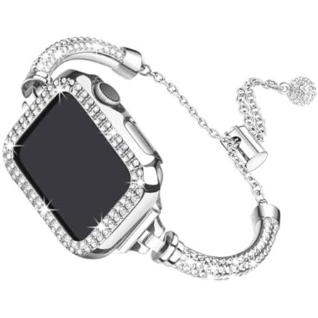 38-40-41mm Armband och Skal Kompatibelt med Apple Watch Armband Kvinnors Fina Metallarmband för Tillämpligt på Apple Watch