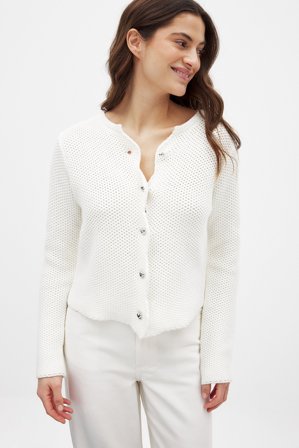 Moa Mattsson x NA-KD Strickjacke mit Wellenkante - Cardigans - Offwhite - XS