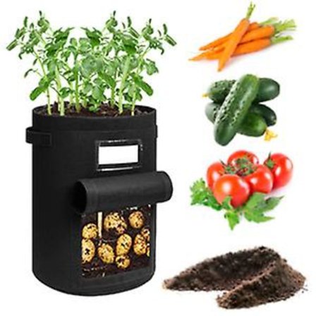 Ac Kartoffelplanter, Non Woven Haveplanterpose Med Håndtag Og Visningsvindue Velcro Lukning, Spirepose Til Tomater, Planter, Grøntsager-3
