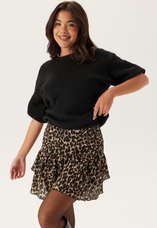 Bubbleroom - Short Frill Skirt - Leopard - Kläder