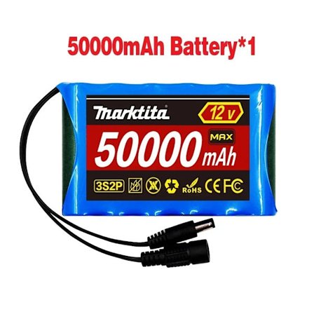 12V 50000mah Lithium batteripakke Kapacitet DC 12,6V 50Ah CCTV kamera skærm, fiskelys, xenon lampe, højttalere med oplader