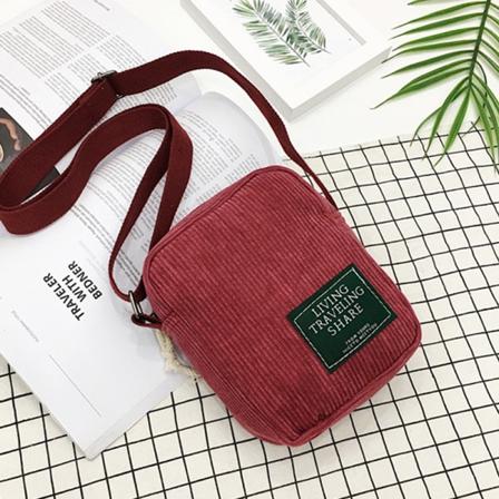 Ny Casual Cross-body Bag Enkel skulderveske Simple Corduroy S Wine red