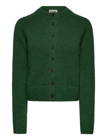 Weekday Soft Slim Fit Buttoned Cardigan - Green - XS
